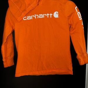 Carhartt Orange Hooded LS Shirt with Logo